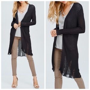 Charcoal Distressed Cardigan-Final Sale